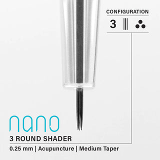 Vertix Nano Round Shader  3 / 0.25mm Medium Taper (20 pack) Supreme Permanent