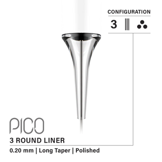 Vertix Pico Round Liner  3 / 0.20 mm Long Taper (20 pack) Supreme Permanent